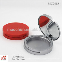 MC2988 round matte silver round empty compact powder container